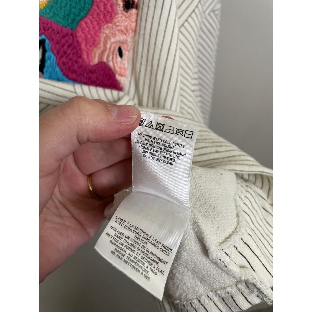 Anthropologie Postmark Embroidered Pocket Striped Sweatshirt Size Large - Picture 10 of 11